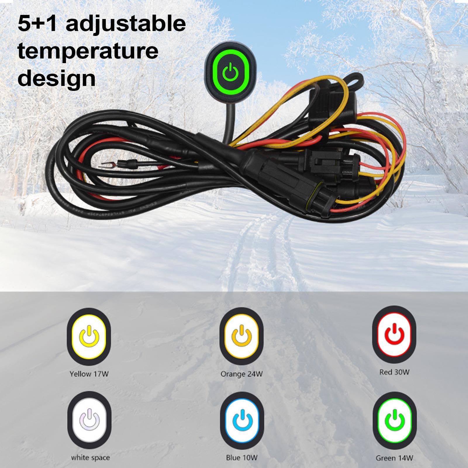 Poignées Chauffantes Moto Poignées Chauffantes à Chauffe Rapide Réglable | Antidérapant Poignées Chauffantes Universelles Électriques Chauffe-Mains pour Guidon Scooter Motos Quad Motoneige La Cond