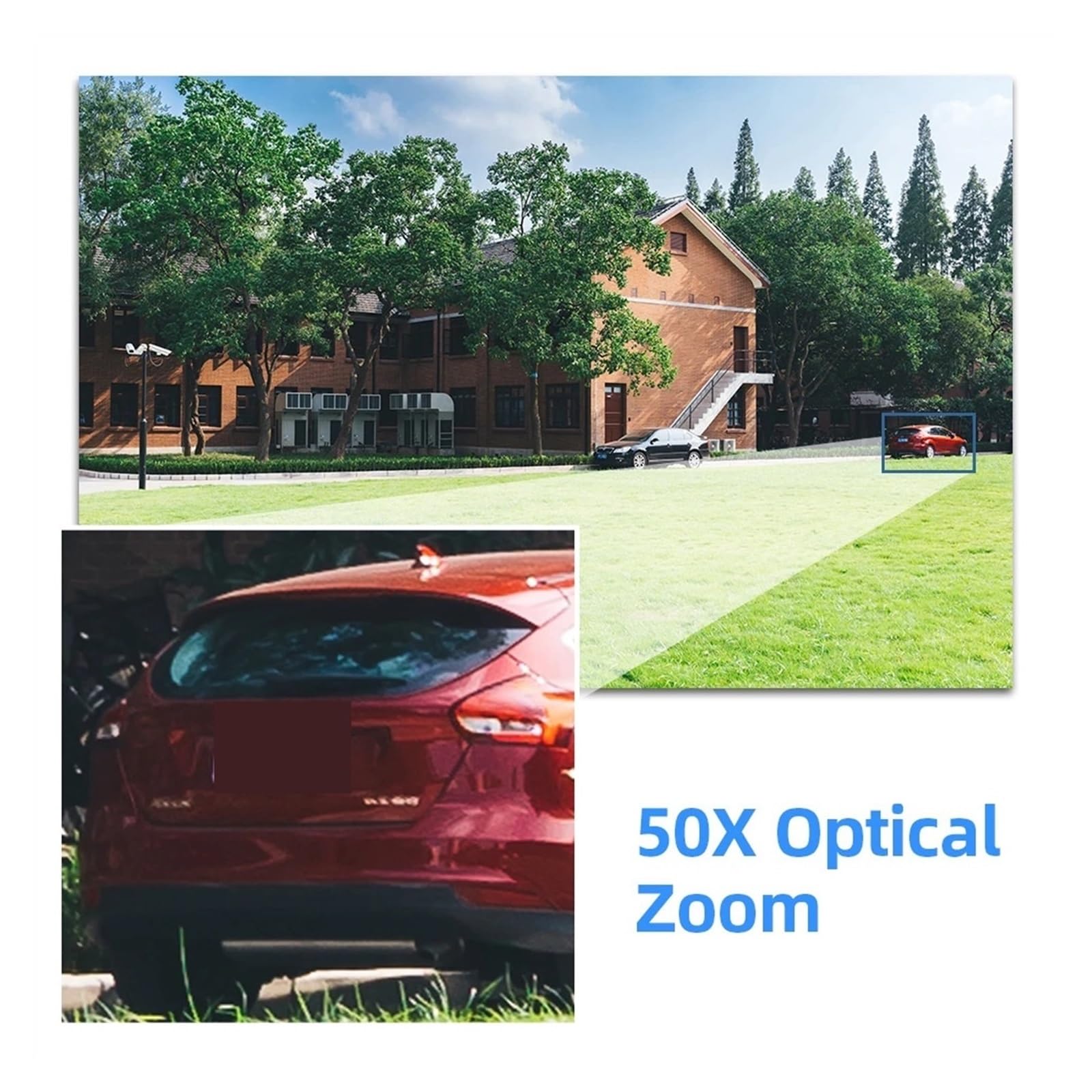 Caméra de sécurité, Caméra de surveillance sécurité à zoom optique 50x extérieure 6MP CCTV sans fil Détection humaine dôme IP PTZ Audio bidirectionnel pour la sécurité de la maison(6MP NO SD Card)