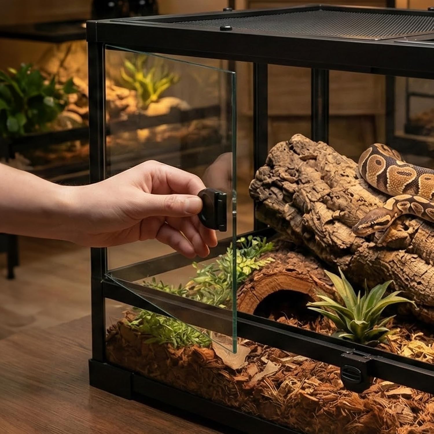 40 Gallon Reptile Tank: 36x18x18 Front Opening Reptile Enclosure with Door Lock Glass Terrarium with Three-Sided Screen Ventilation - Large Bearded Dragon Tank for Snake Turtle Gecko Lizard