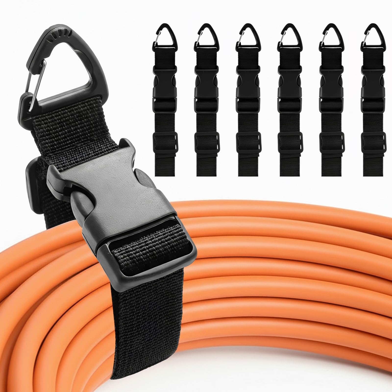 Verlängerungskabel-Organizer & Aufhänger, 3.8 cm Vielseitige Kabelorganizer mit Dreieckschnalle für Kabel, Seile, Schläuche Organisation und Aufbewahrung, für Garage, Werkstatt, Wohnmobil (6)