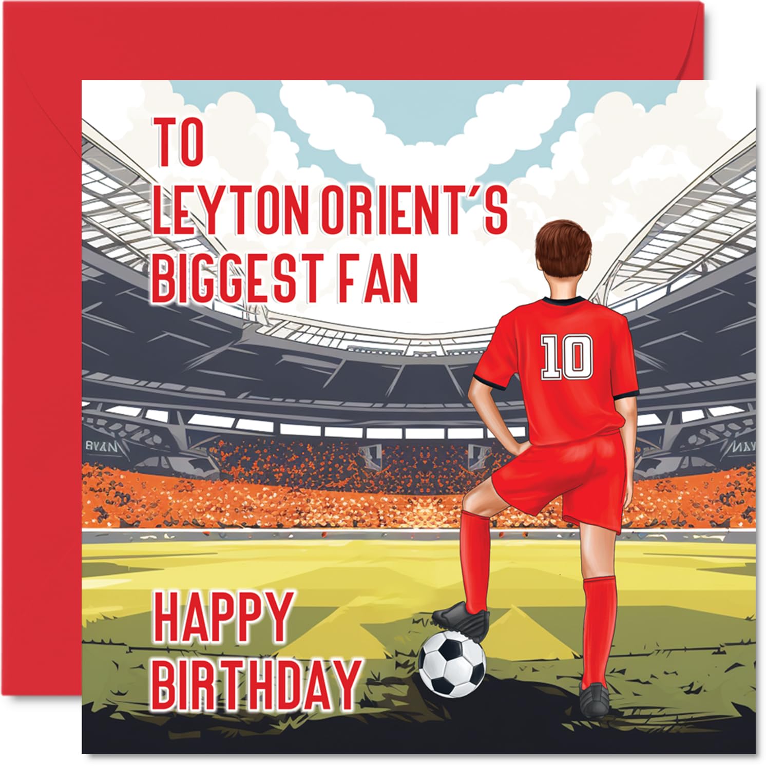 Football Birthday Card for Orient Fans - Biggest Fan - Fun Happy Birthday Card for Son Dad Brother Uncle Colleague Friend Cousin, 145mm Footy Footie Bday Greeting Cards