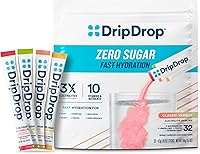DripDrop Zero Sugar Hydration Packets Variety Pack - Lemon Lime, Watermelon, Peach, Passion Fruit Electrolyte Powder - 32 Sticks, Gluten-Free, Vegan
