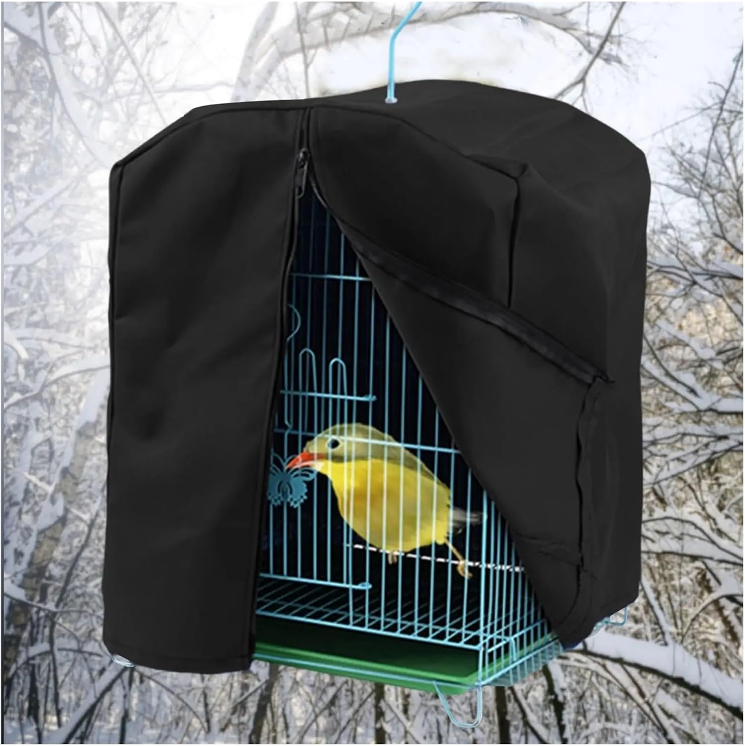 Bird Cage Cover 4pcs Bird Cage Cover Warm Windproof Zippered Parrot for Lovebirds Budgies Cockatiel Macaw Travel Night Sleep Stress Relief(B only Cover)