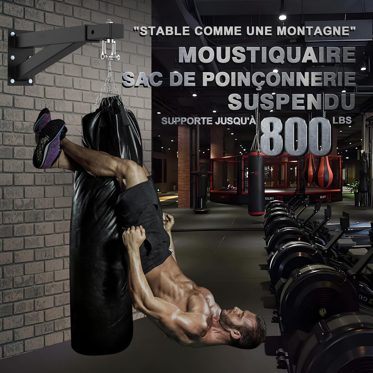 IMAYCC Supporto Professionale per Sacco da Boxe, Supporto Regolabile per Sacco da Boxe, Supporto da Parete per Borsa da Boxe, Supporto per Borsa da Boxe, Supporto per Borsa per Punch, Borsa Muay Thai