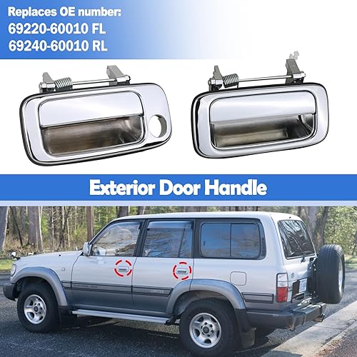 Miniatura 3 de Manija de puerta exterior para Toyota Land Cruiser Serie 80 Lexus LX450 1990-1998 Reemplaza 69210-60010 69220-60010 69230-60010 69240-60010 4 piezas