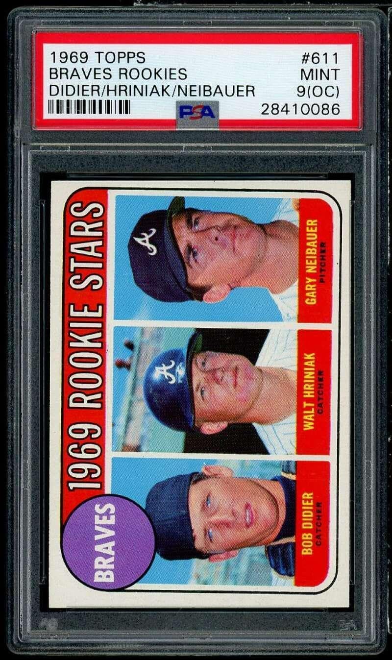 Bob Didier/Walt Hriniak/Gary Neibauer Rookie Card 1969 Topps #611 PSA 9 oc - Baseball Slabbed Rookie Cards