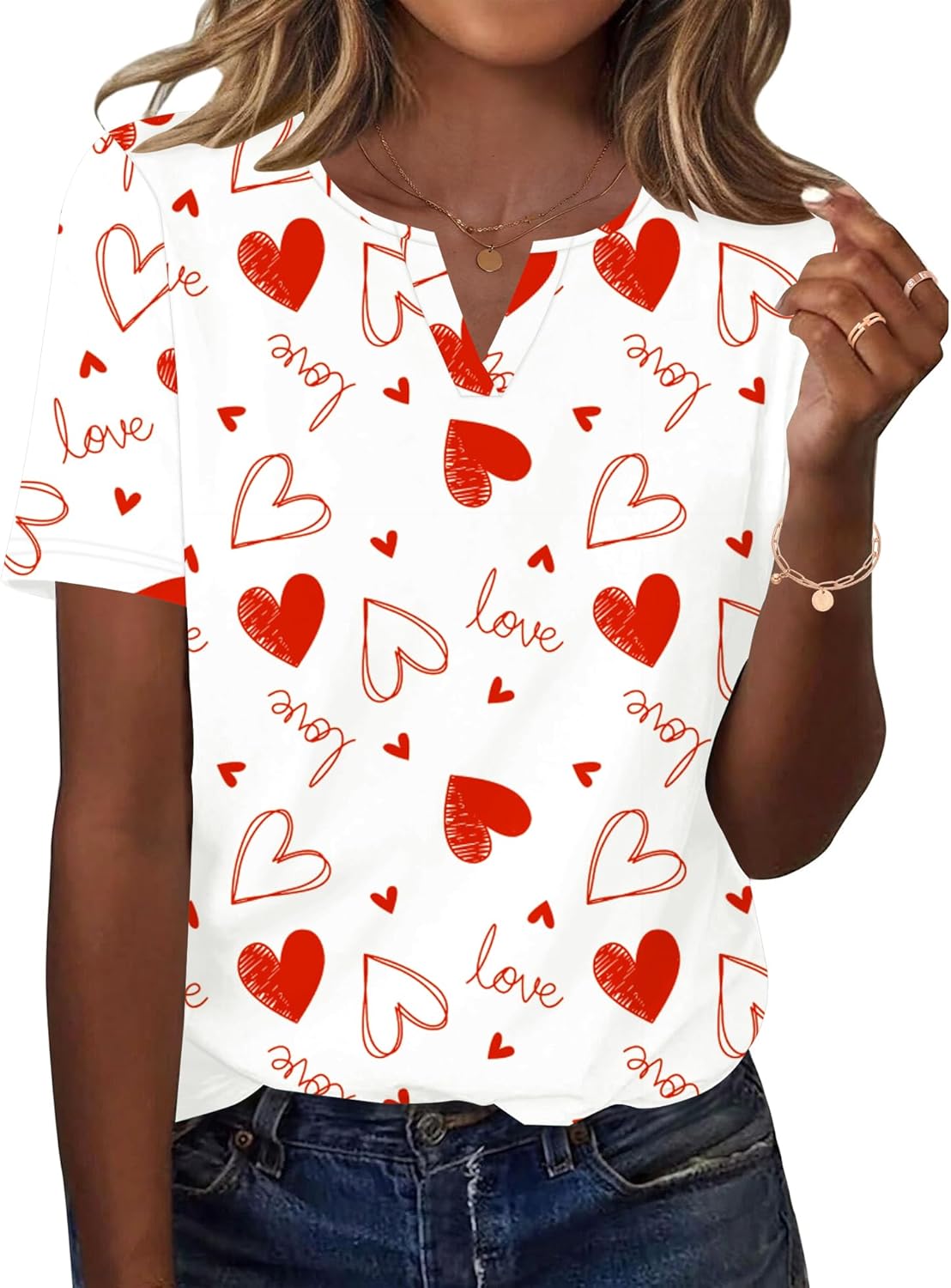 LOMON Womens Short Sleeve V Neck T Shirts Summer Tops Basic Tees Business Casual Blouses Trendy Fashion Clothes