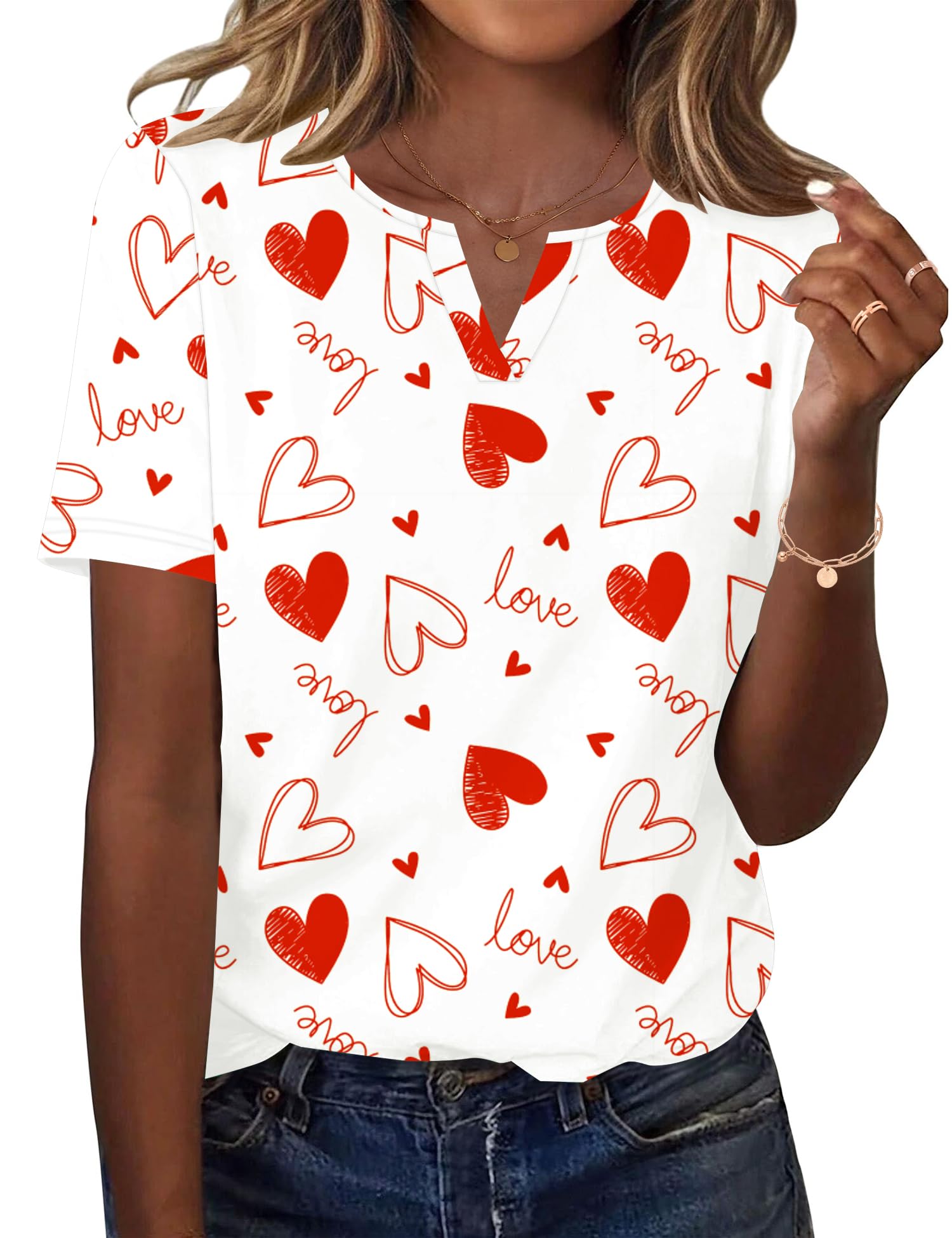 - Womens Short Sleeve V Neck T Shirts Summer Tops Basic Tees Business Casual Blouses Trendy Fashion Clothes