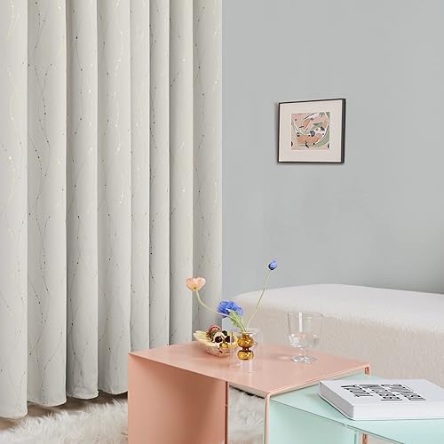 Miniatura 4 de Cortinas opacas Deconovo para no dejar pasar el sol, con ojales, diseño de impresión dorada, para habitación