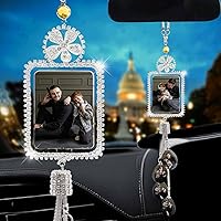 Vista 16 de Accesorios de coche colgantes de cristal con foto personalizada para mujeres y hombres, imágenes personalizadas para espejo retrovisor
