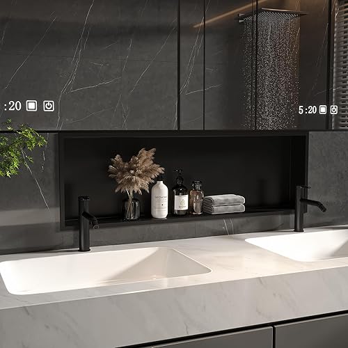 Miniatura 6 de Neodrain Nicho de ducha, estante de ducha de almacenamiento de baño, nicho de pared empotrado de acero inoxidable, sin azulejos, gabinete empotrado