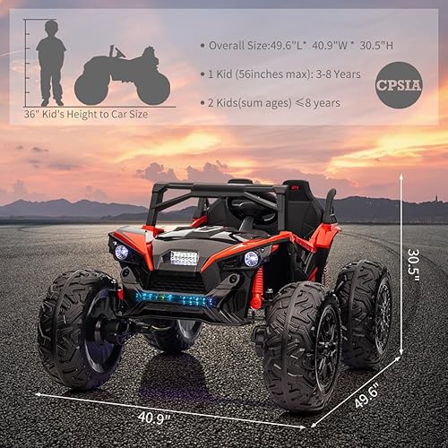 Miniatura 6 de UTV de 2 plazas de 24 V con control remoto, batería de 10 AH, motores potentes de 400 W con ruedas de EVA de 17 pulgadas, juguete eléctrico de paseo