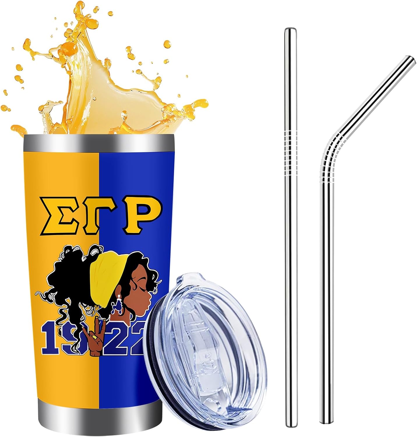 sorority gifts sisterhood 20 oz insulated tumblers with lid & straw | stainless steel travel coffee wine tumbler mug (sorority 1922 tumbler)