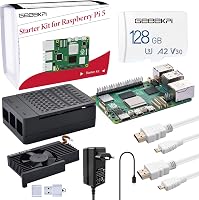 GeeekPi Raspberry Pi 5 8GB Kezdő Szett - 128GB SD Kártya, ABS Ház Armor Lite V5 Hűtővel, 27W USB-C Tápegység, 4K HDMI Kábelek 1