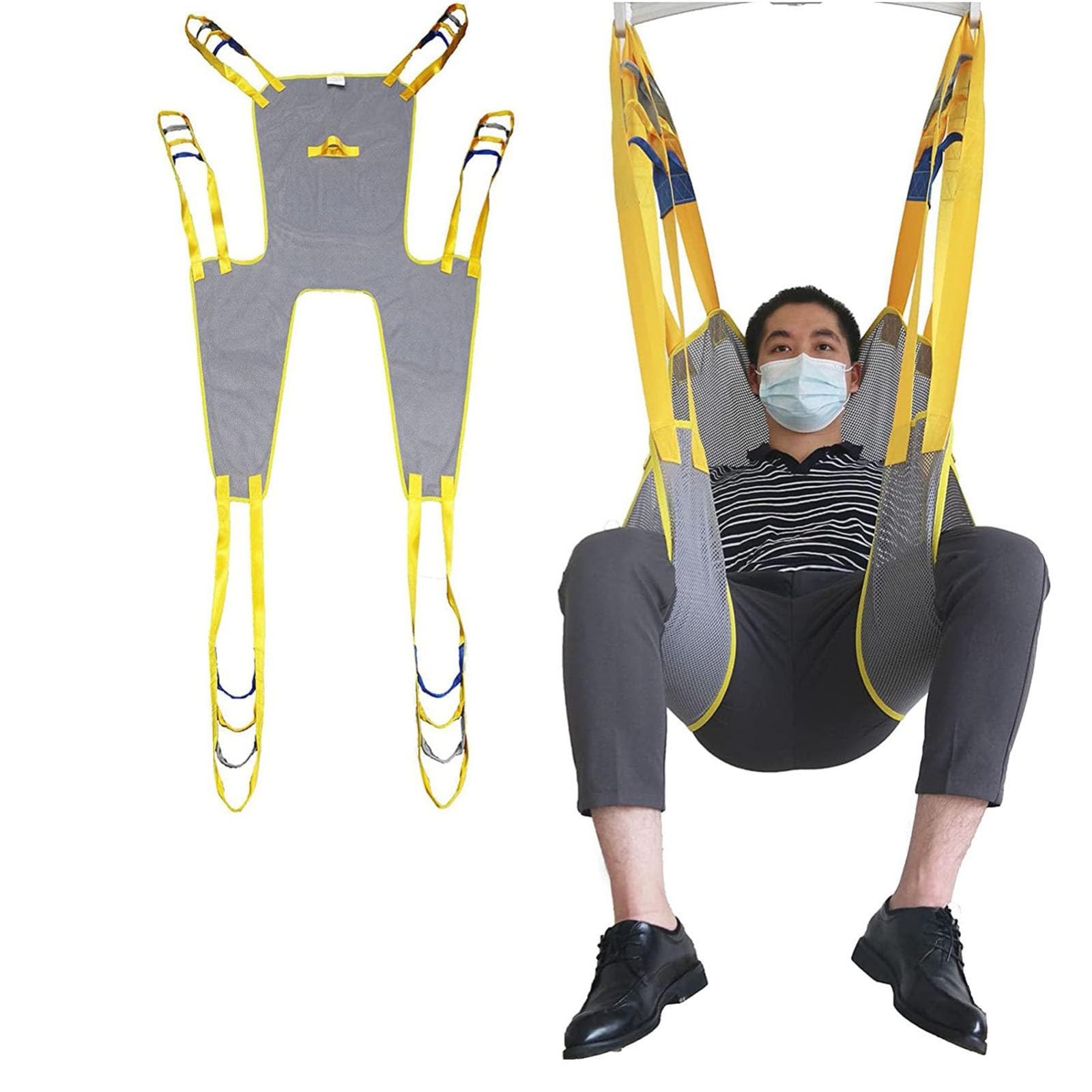 Arnés Elevación Paciente Cuerpo Completo, Gruas para Discapacitados Diseño De Pierna Dividida para Posicionamiento Y Elevación De La Cama Accesorios De Enfermer L