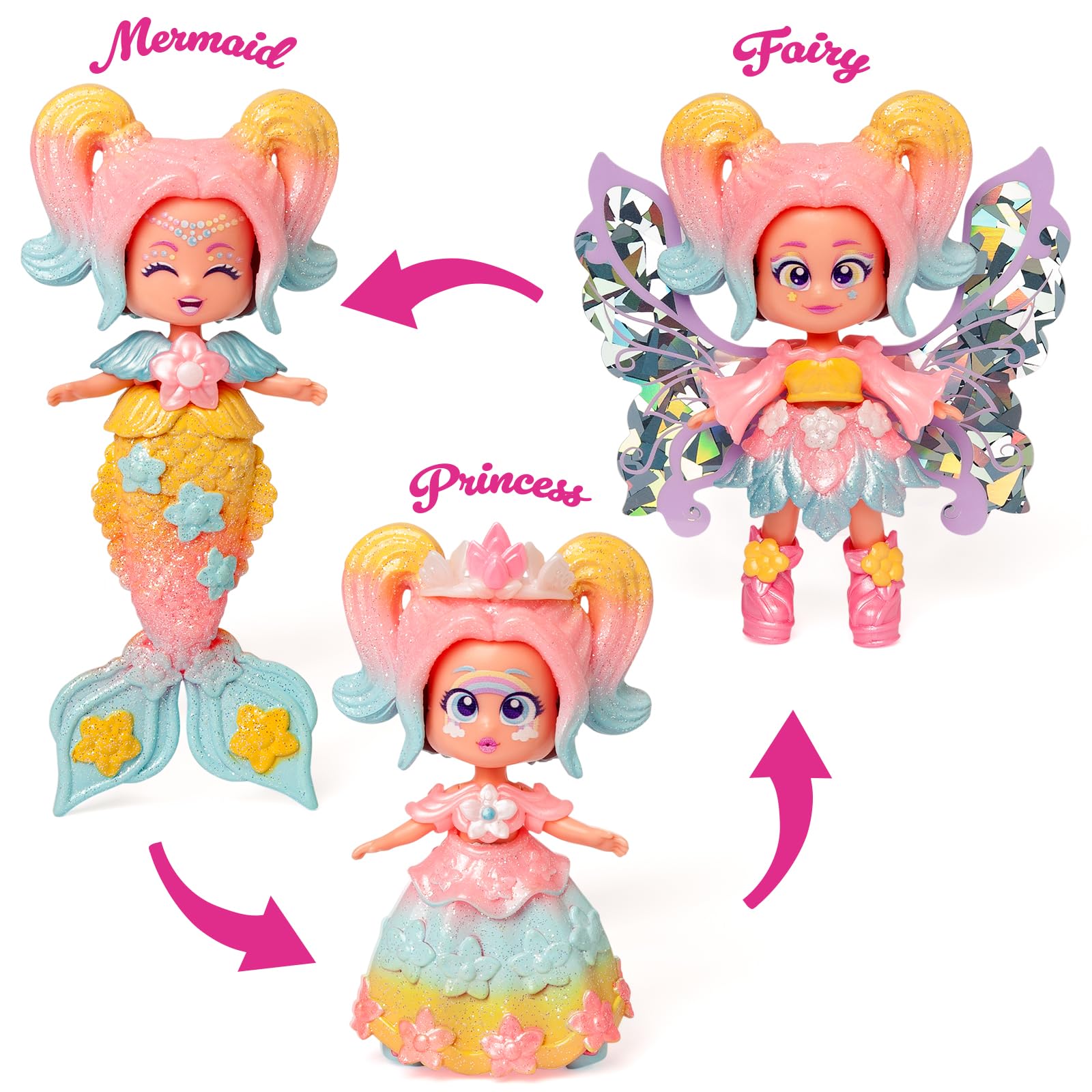 KOOKYLOOS FAIRYTALE MIX and MATCH RAINBOW, 3 in 1 fantasy themed doll, Contains 1 doll, 1 princess outfit - Image 2