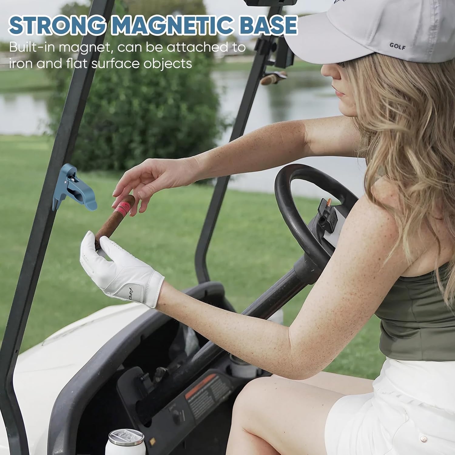 Magnetic Golf Holder Clip with Divot Tool Hold Item in The Grass for Golf Cart Aluminum Alloy Stand Clip - Universal Golf Cart Hold 30-60 Rings Magnetic Clip Golf Gifts Golf Accessories