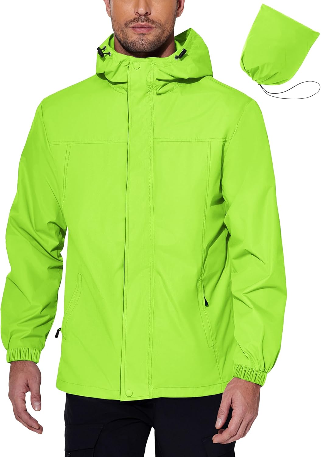 COOFANDY Men's Rain Jacket Waterproof With Hood Lightweight Packable Shell Raincoat Windbreaker For Cycling Golf Travel