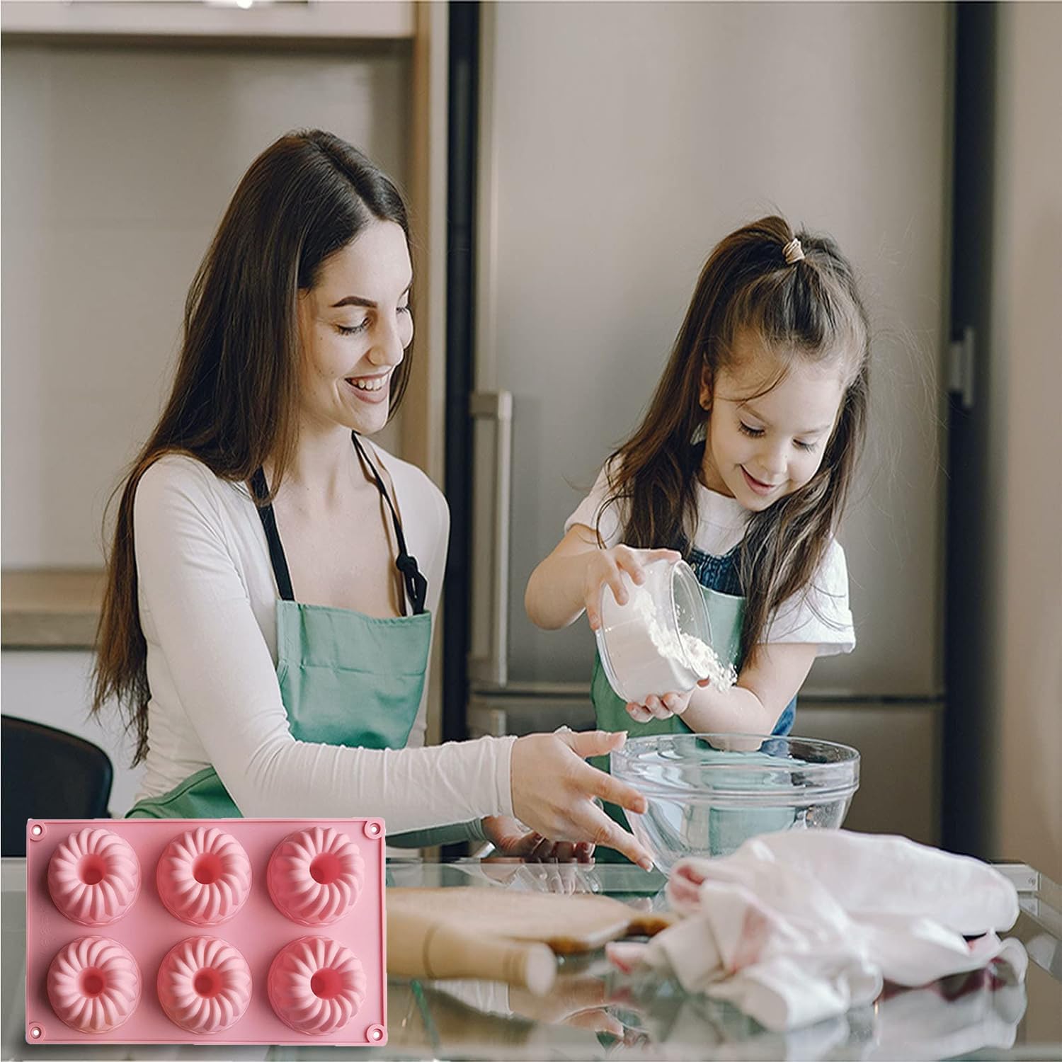 Stampo Per Torta Silicone 2 Pezzi Rosa - Forma Ciambella, Per Muffin, Dolci E Gelati