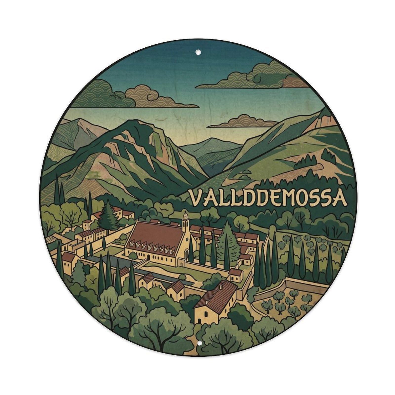 Olhnbad Style Valldemossa Village Mallorca Heritage Landmark Metal Tin Sign