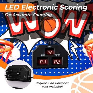 GYMAX Arcade Basketball Game Indoor Foldable with 8 Game Modes, Arcade Sound, 4 Balls and Inflation Pump, Electronic Basketball Games for Home