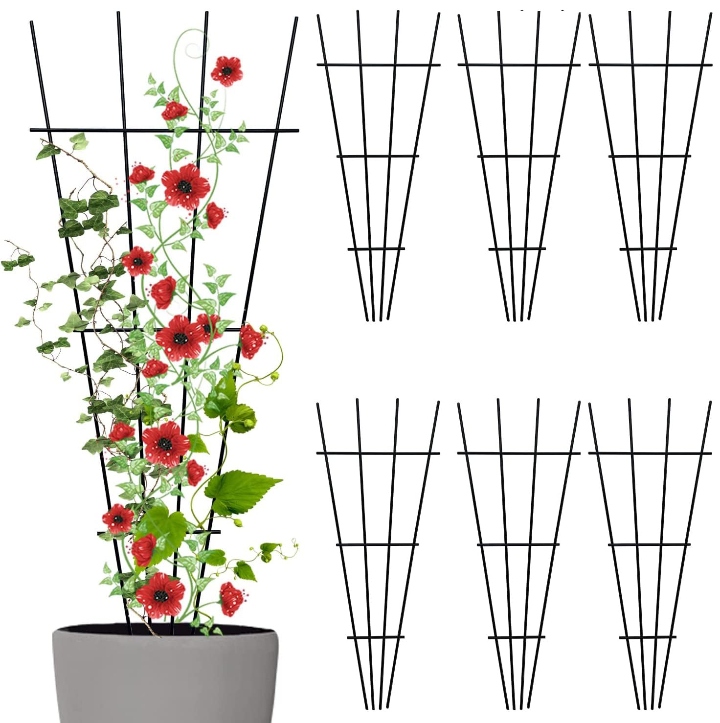 Jabox Super Long and Strong Trellis, Plant Support, Plant Suporters for Climbing Vines and Plants, Rust Resistance, Strong Metal, Green [68.5 X 24 CM] (T-06-Pack-6) (B0C974LTYL) Amazon Price History, Amazon Price Tracker