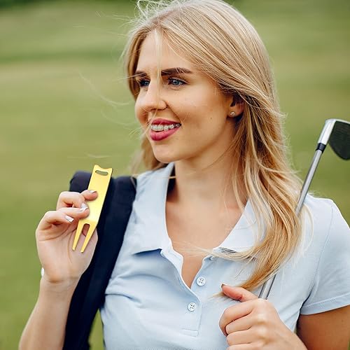 Miniatura 6 de Herramienta de reparación de Divot de golf portátil para doblar metal, tenedor Divot verde, herramientas de metal para golf, accesorios verdes para