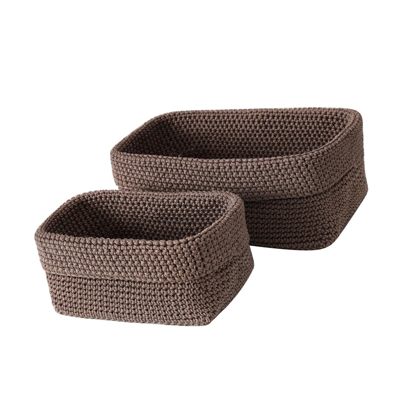 Mekalero 2Pieces Functional Woven Cotton Storage Bins Handwoven Cotton Rope Storage Baskets for Bathroom Vanity or Dresser Handwoven Baskets