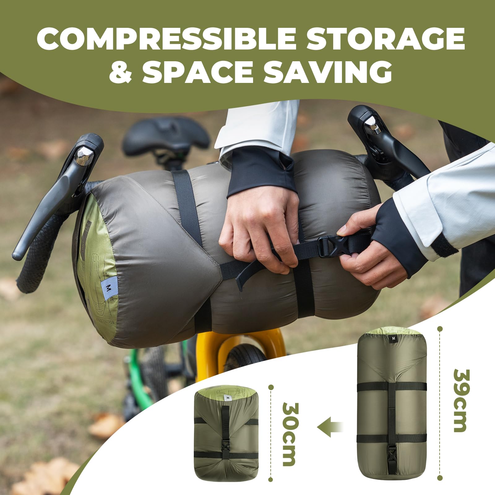 Saco de Dormir de Plumón Ultraligero Pequeño, Cálido Saco de Dormir Individual para Adultos Invierno -10℃-5℃ al Aire Libre para Camping, Senderismo y Acampada
