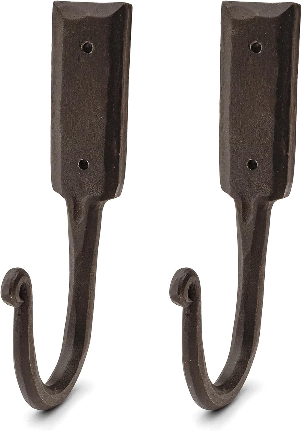 Kings County Tools Coat Hooks Heavy Duty 2-Pack - Large 6.5” Hand Forged Rustic Iron Handmade Wall Hooks for Hanging Heavy Duty Pots and Pans, Coats, Hats, Towels or Bags (Black)
