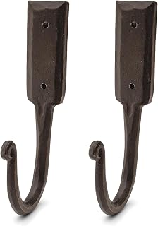 Kings County Tools Coat Hooks Heavy Duty 2-Pack - Large 6.5” Hand Forged Rustic Iron Handmade Wall Hooks for Hanging Heavy Duty Pots and Pans, Coats, Hats, Towels or Bags (Black)