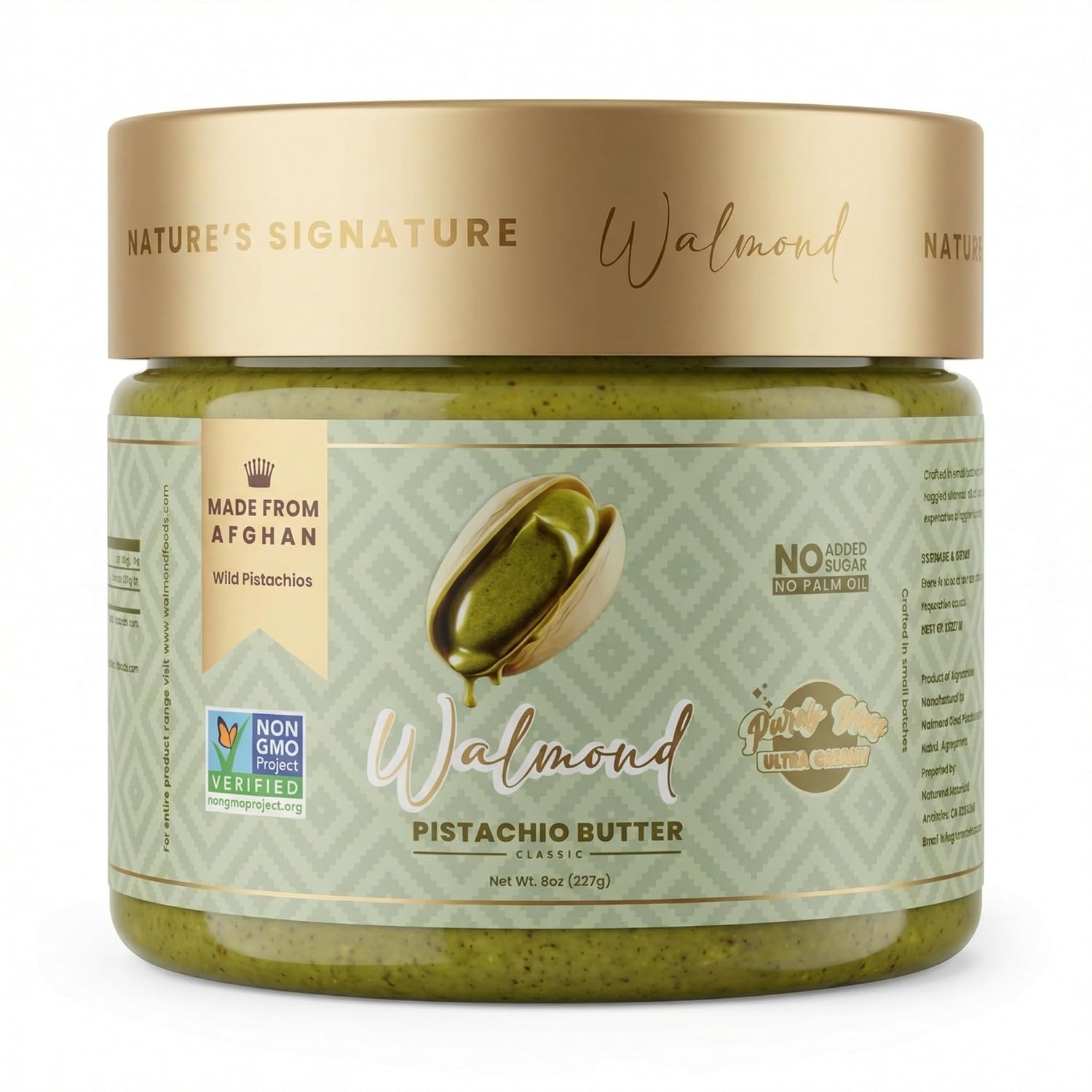 Walmond Pistachio Butter Classic | Afghan Wild Pistachios | No Added Sugar | No Palm Oil | Natural Pistachio Spread | Non-GMO Verified | 8oz | Keto Paleo Vegan Gluten Free