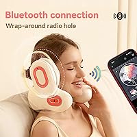 Vista 4 de Almohada de cuello de viaje 3 en 1 con altavoz Bluetooth de música, masaje de calor y vibración, espuma viscoelástica para avión, automóvil, hogar