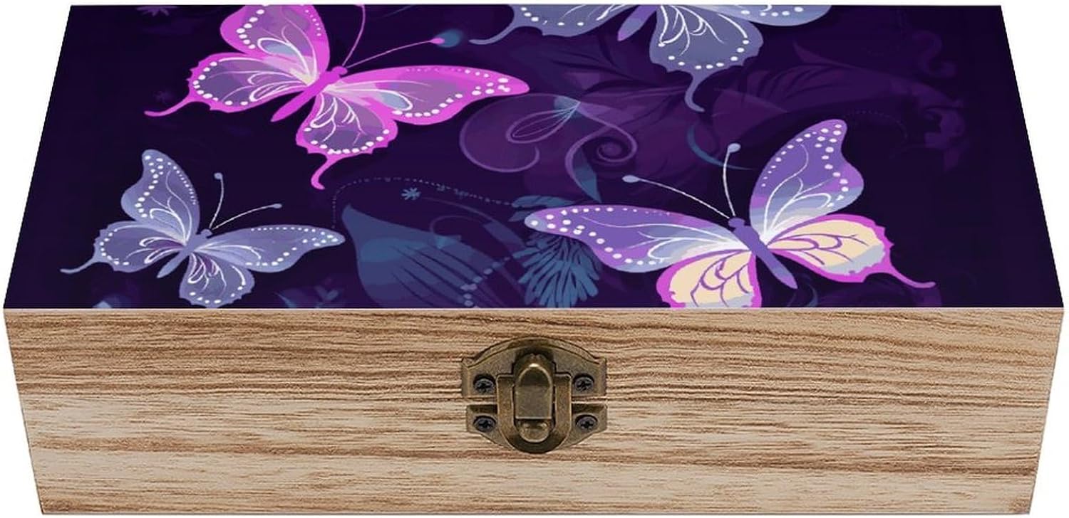 Vintage Wooden Storage Box with Front Clasp Keepsake Box with Lid