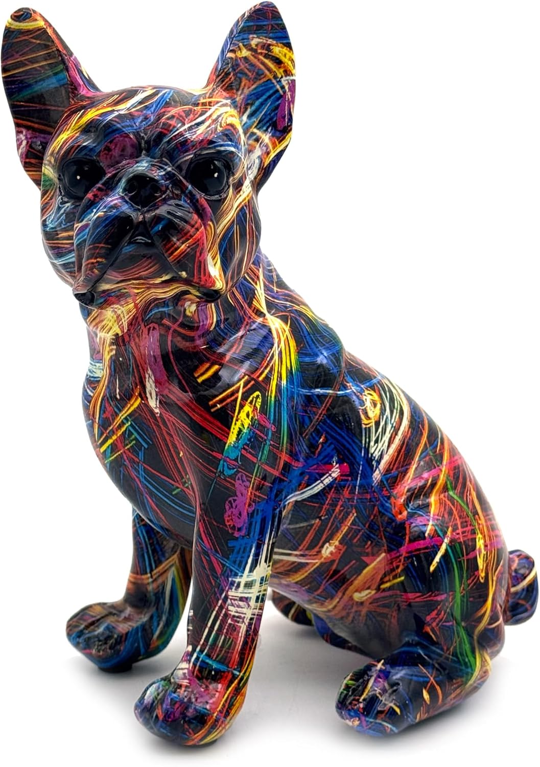 FUNSXBUG Colorful Art French Bulldog Statue Dog Figurines Sculpture Collectibles Home Office Desktop Decor Outdoor Garden Display Decoration Resin (Colour 2)