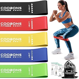 Resistance Bands for Working Out, Exercise Bands Resistance Bands Set with 5 Resistance Levels, Latex Loop Bands for Women Men, Workout Bands for Legs, Glutes, Strength Training, Yoga, Home Gym