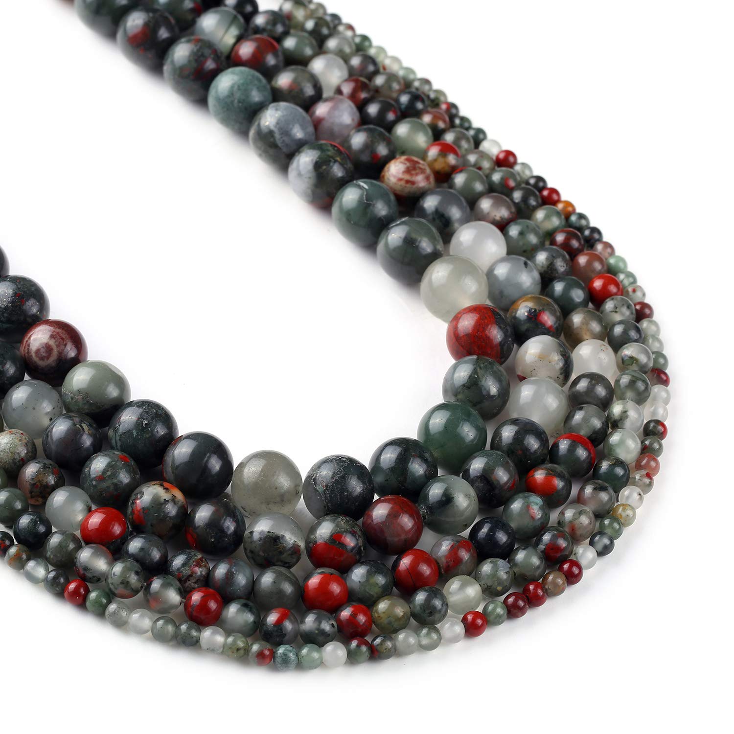 African Bloodstone Smooth Round Beads 6mm- 15" Full Strand