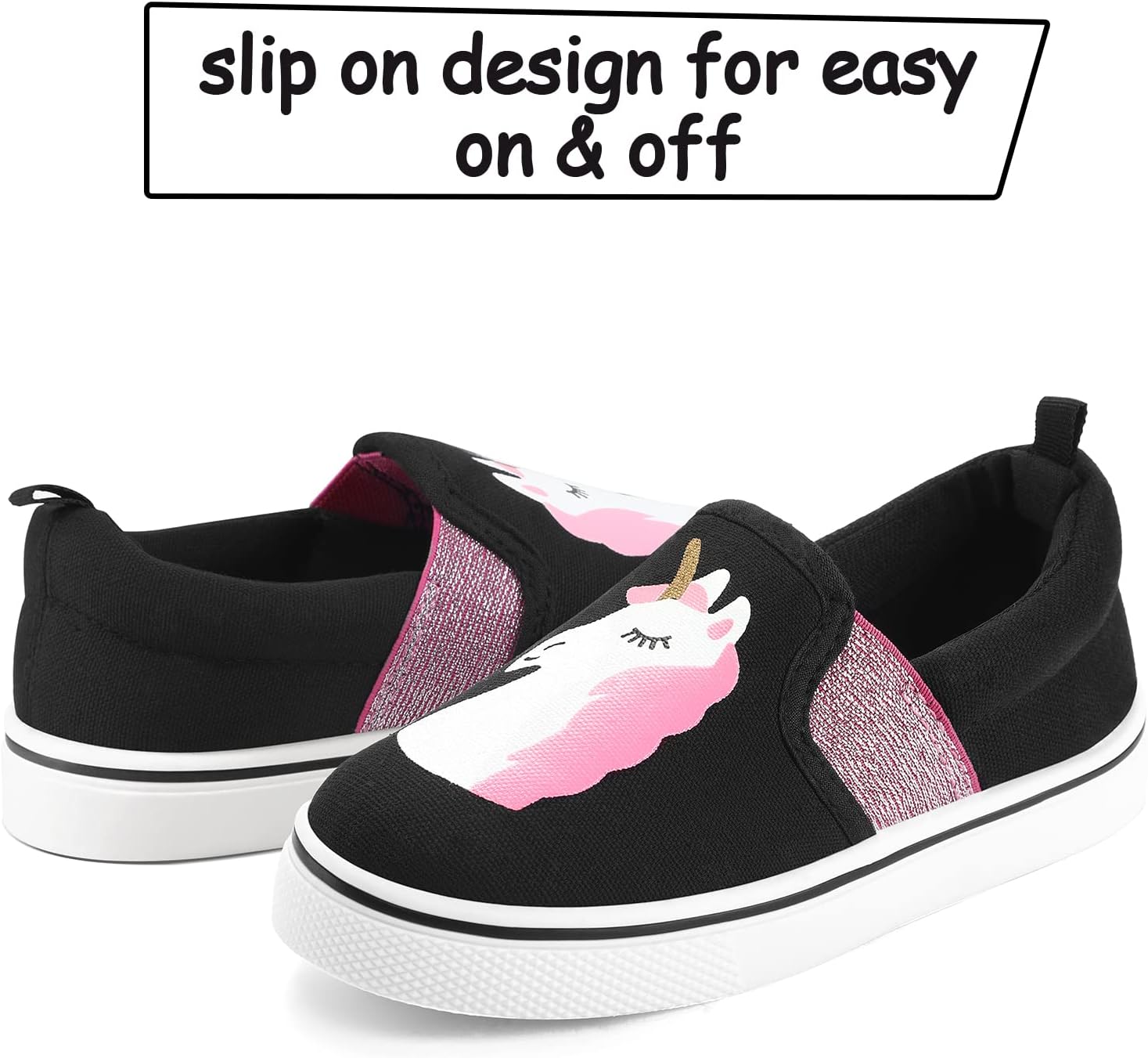 K KomForme Toddler Sneakers for Girls Boys Slip On Canvas Walking Shoes - Image 3