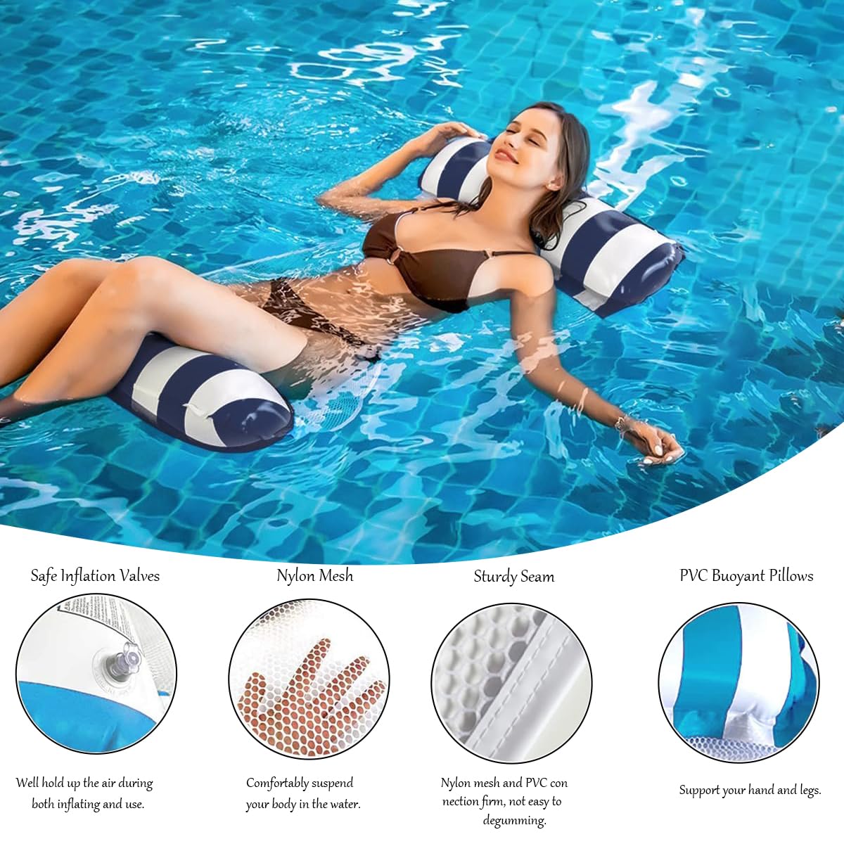 4pcs Amaca gonfiabile ad acqua 4 in 1,Gonfiabile Piscina Galleggiante Amaca,Gonfiabili Per Piscina,Materassino Mare,per adulti e galleggianti per piscina