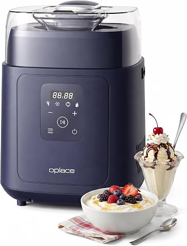 4-in-1 Compressor Ice Cream Maker (1.0Qt), No Pre-Freezing, Automatic Yogurt Maker, Gelato Sorbet Frozen Yogurt Soft Serve Machin…