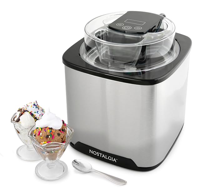 Nostalgia 2-Quart Electric Ice Cream Maker Make Homemade Ice Cream Gelato Sorbet Frozen Yogurt No Salt Ice Needed