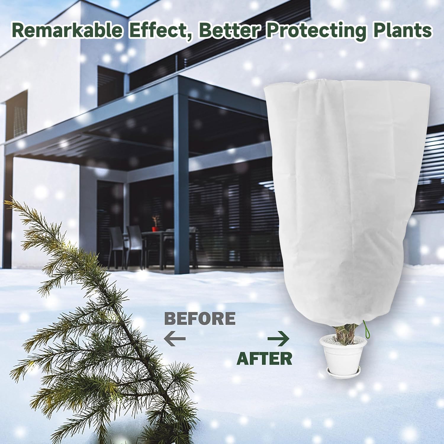 Housse D'hivernage Pour Plantes - 2 Pièces 60x80 Cm, 80g/m² - Fermeture éclair, Cordon - Protection Gel, Vent - 8