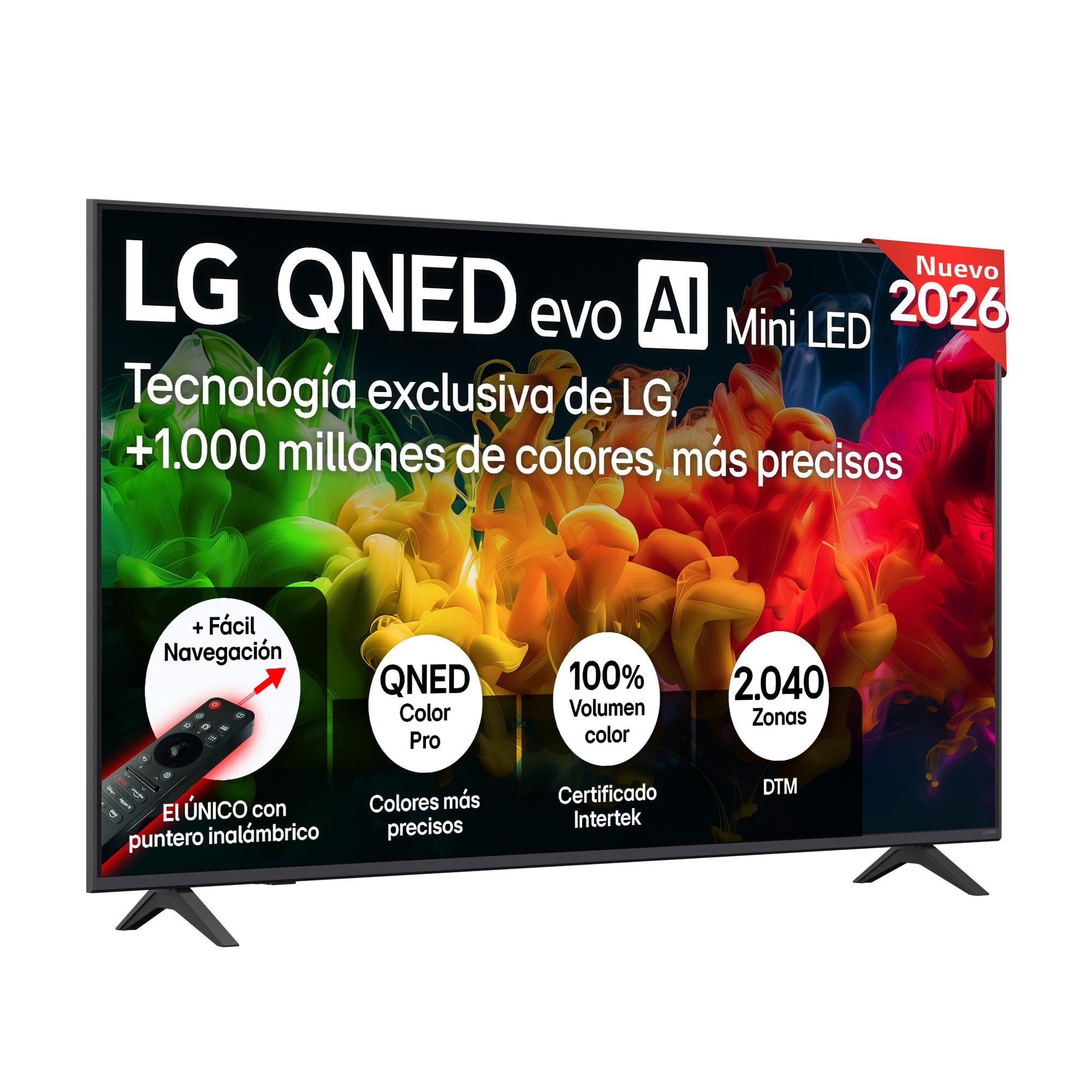 LG 55QNED80B6B - TV 55", 4K QNED EVO MiniLED, Sin Reflejos al 94%, Smart TV, WebOS 26, Procesador α7 AI Gen9, 4K Super Upscaling, HDR10 y Dolby Digital Plus, Alexa/Google Assistant, Negro