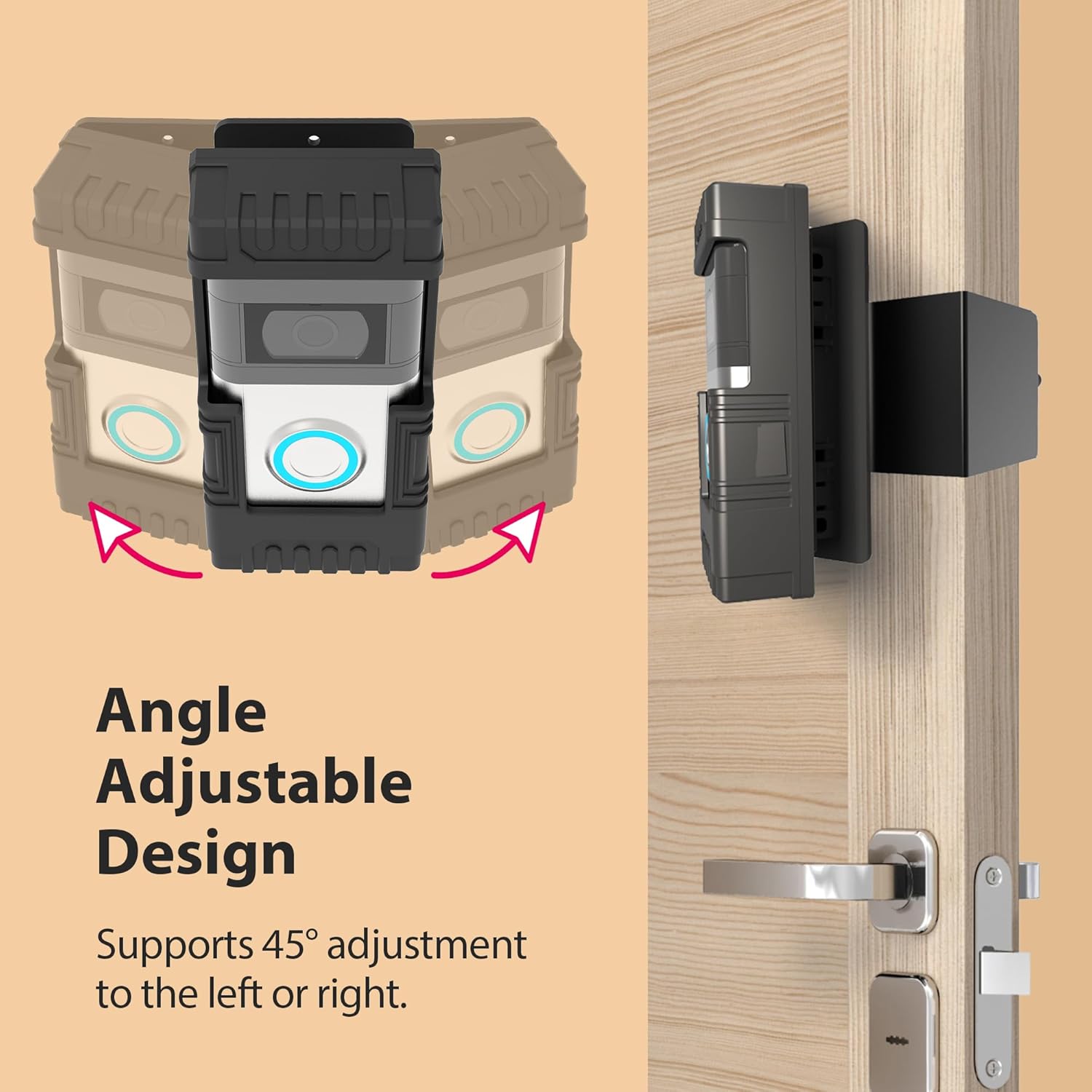 Anti-Theft Video Doorbell Mount, Compatible with Ring Doorbell 1/2/3/3Plus/4/2020/2023/Blink 2021, Adjustable No-Drill Mounting Bracket Wedge Adapter Holder Accessories