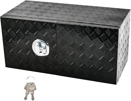 Aluminum Underbody Truck Tool Box with Barn Door, 18x18x36inch Waterproof Toolbox for Truck Bed Flatbed Trailer with Dovetail Latch, Black