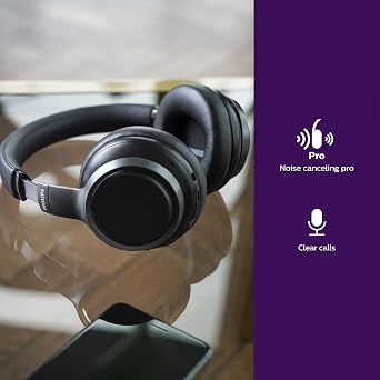Philips H9505 Hybrid Active Noise Canceling (ANC) Over Ear Wireless Bluetooth Pro-Performance Headphones with Multipoint Bluetooth Connection