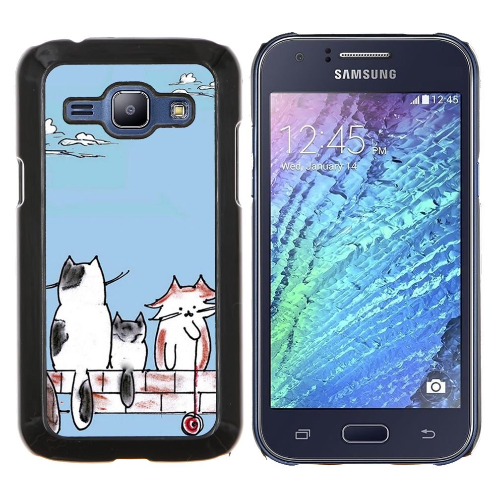 Samsung Galaxy J1 / J100 , Luminous-Blue - Hard Plastic Back Case Cover Shell (Cats)