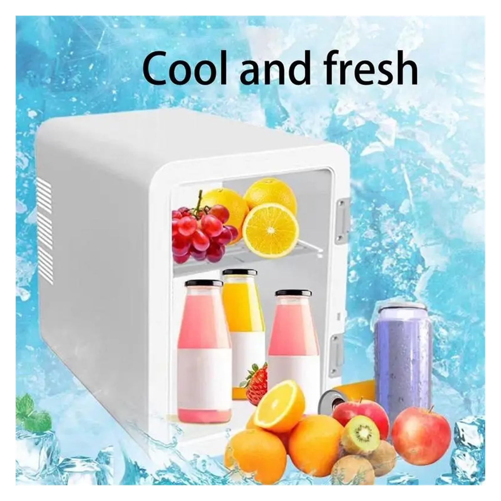 Refrigerador portátil for Coche de 6 litros con asa for el hogar, Ideal for el Cuidado de la Piel, Maquillaje, Bebidas y Almacenamiento de Alimentos Frescos.(White EU)
