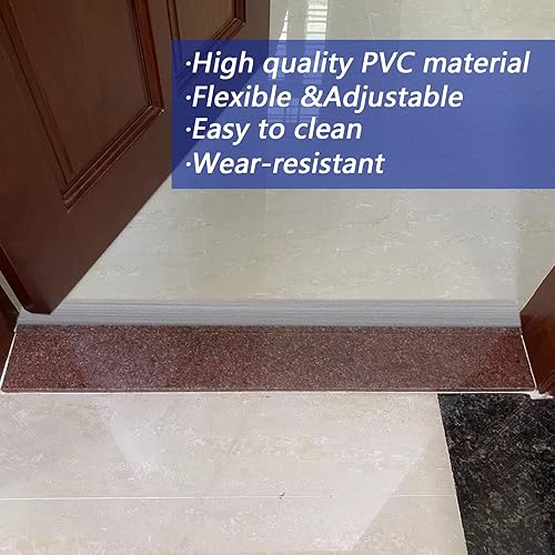 Miniatura 6 de Tira de transición de piso de goma autoadhesiva para umbral de puerta para bordes de piso de vinilo 2 pulgadas de ancho 20 pies gris