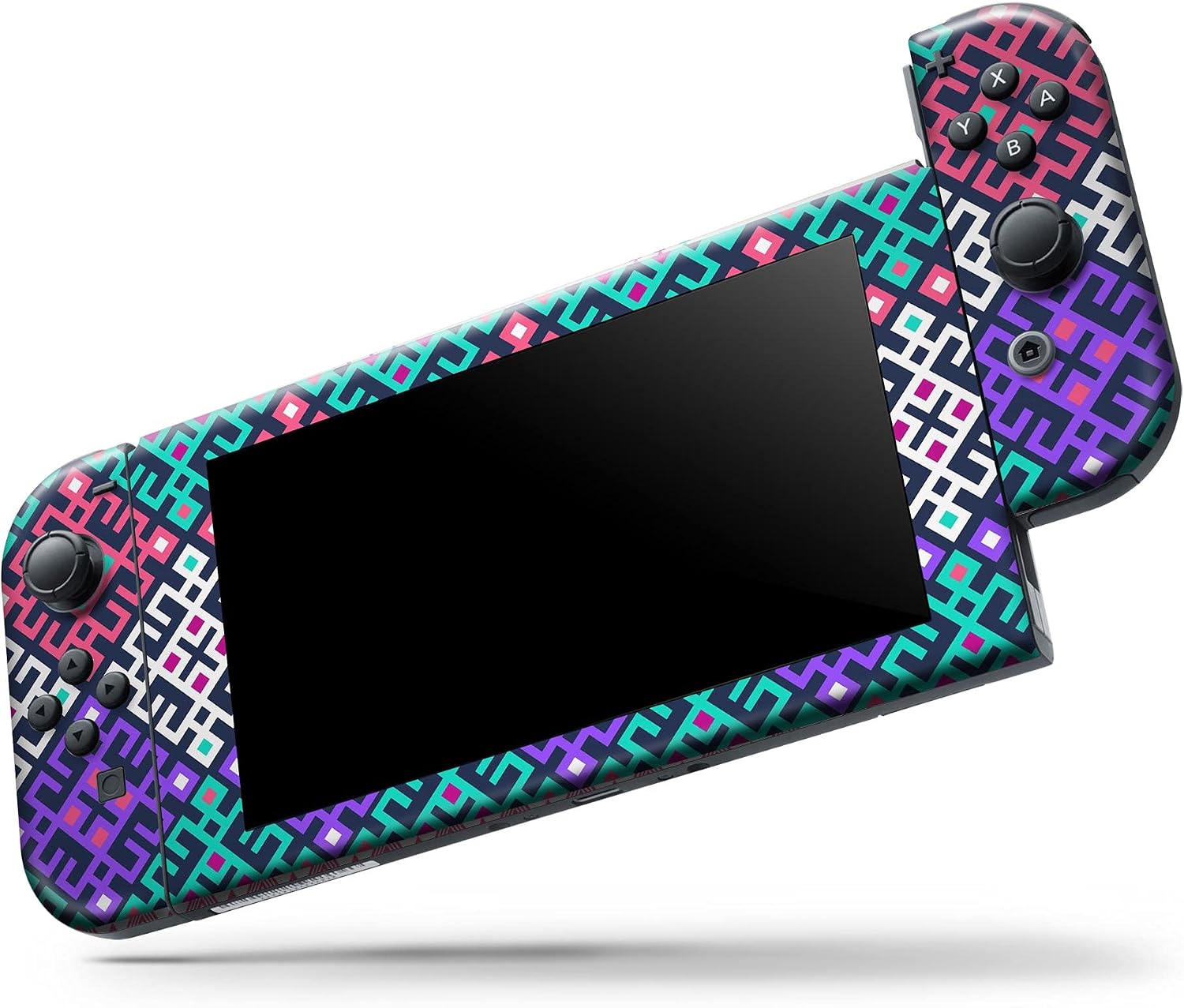 Design Skinz - Compatible with Nintendo Switch OLED Console Bundle - Skin Decal Protective Scratch-Resistant Removable Vinyl Wrap Cover - Pink & Teal Modern Colored Aztec Pattern image 2